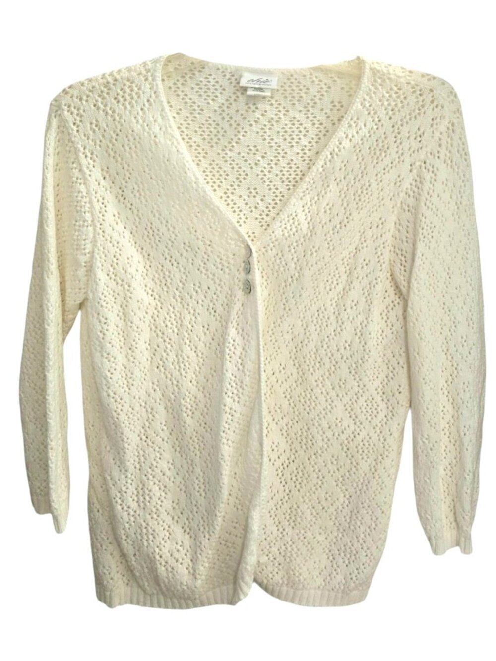Chic Open Knit V-Neck Cardigan 100% Cotton